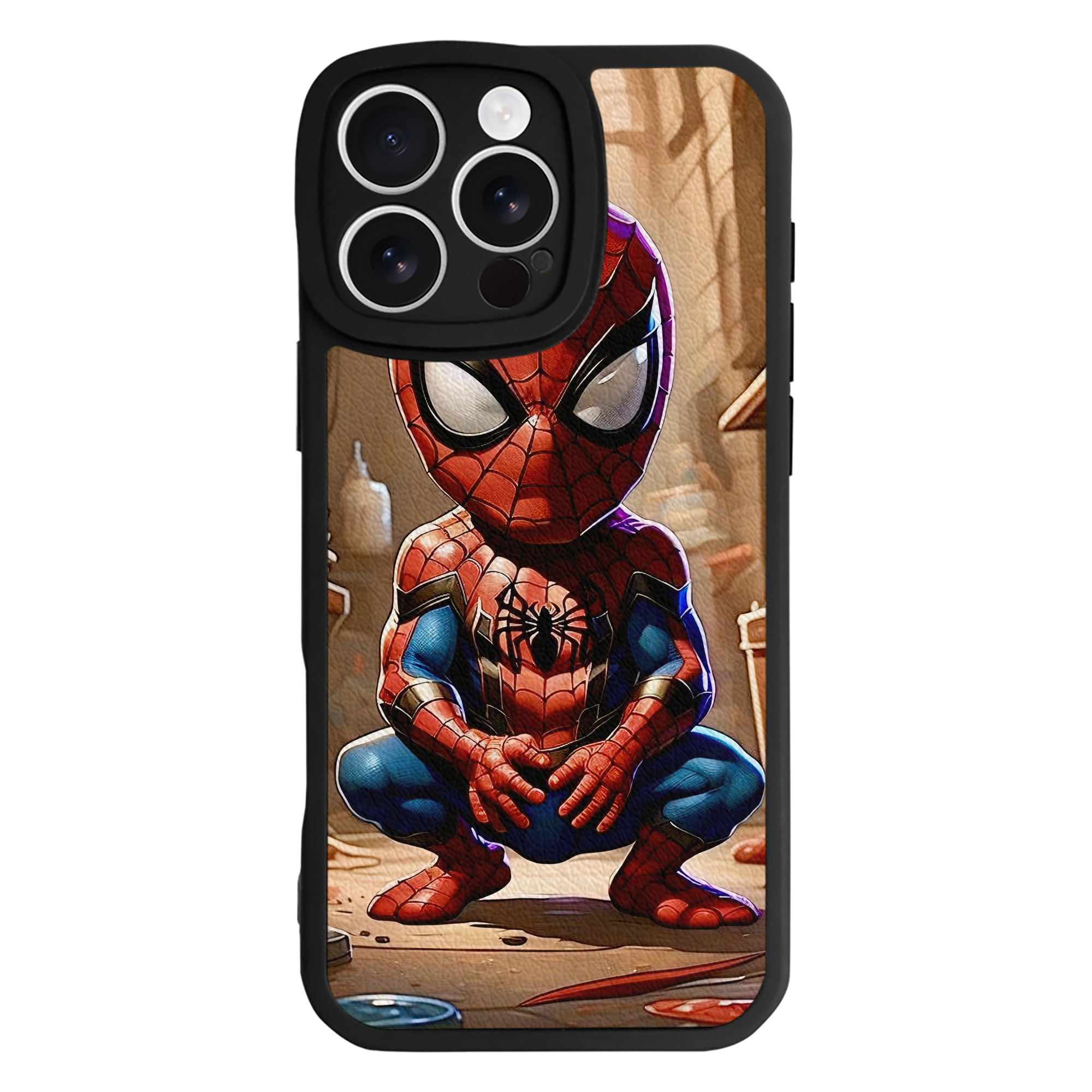 Spider Man スパイダーマン 【iPhone 16シリーズ対応】シリコンスマホケース（レザー調） 材質：シリコン